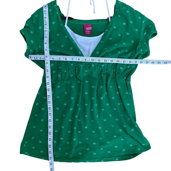 Personal Identity Top Womens Size XL Short Sleeve Hoodie Built-in Halter Green - Picture 3 of 9